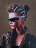 Frau im Cyberpunk-Stil, 1